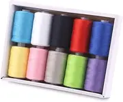 [Tanstic] 10Pcs Sewing Thread, 10 Colors Polyester Thread, 1093 Yards(1000M) Per Spool, Colorful Sewing Threads for Sewing Machine, Hand Sewing