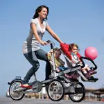 男女電動新款7系雷亞自行車母子車 可親子折疊母嬰推車三輪代步網紅爆款*小紅書同款