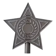 Primitive Country Punched Tin Christmas Tree Star Topper Black