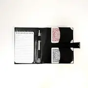Playing Card Case - Fits Two Decks - Vegan Leather - Space for Pen and Notepad - Poker Case (Black)