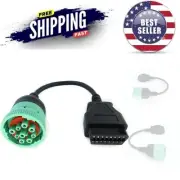 Weather-Resistant Green J1939 to OBD2 Female Adapter - 1ft Coaxial Cable