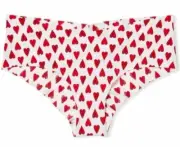 Victoria's Secret Raw Cut No Show White with Red Hearts Cheeky Pantie NWT