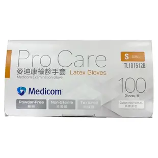 麥迪康 Medicom 1512 檢診手套 未滅菌 無粉手套 天然乳膠 100入/盒 台灣現貨