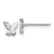 14k 14kt White Gold Madi K CZ Butterfly Post Earrings 7 mm