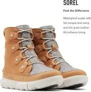SOREL WOMENS EXPLORER-II JOAN FELT WP SIZE-II TAWNY BUFF/MOONSTONE HI-TOP BOOTS
