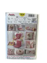 Burda Sewing Pattern 7974 Cushions Chair Couch Sofa Pillows