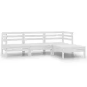 4 Piece Garden Lounge Set Solid Pinewood White