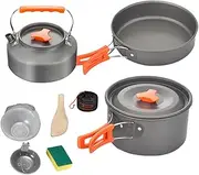 Camping Cookware Kit, Camping Cook Set - Lightweight Survival Gear Utensils, Cookware Set Camping Gear 10 Piecess for Backpacking RV Picnic Outdoor Travel Adventure