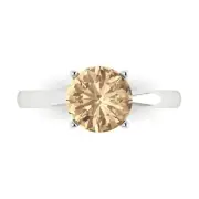 2 ct Round Cut Yellow Moissanite Gem Wedding Bridal Promise Ring 14k White Gold