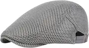 [Tadill] Men's Mesh Flat Cap Painter Hat Newsboy Hat Breathable Summer Hat for Golf Hiking, Gray