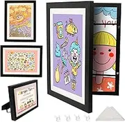 1-Pack Kids Artwork Frames Changeable with Stand 8.34x11.77 Front Opening, A4 Art Frames for Kids Art Storage, Art Picture Frame with Mat, 2 Acrylic Boards, Kids Room Decor Art Display, Holds 150PCS
