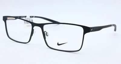 New NIKE Rx-able Eyeglasses 8047 001 56-17 140 Matte Black & Silver Metal Frames