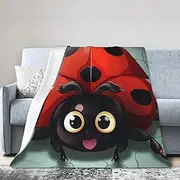Cartoon Ladybug Fleece Blanket Super Soft Warm Throw Blankets Extra Large Flannel Throw Blankets Lightweight Cozy Bed Blanket All Season Luxury Winter Blanket for Couch Sofa 60"x50"