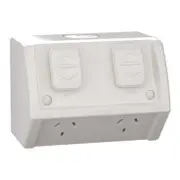 Clipsal Switched Double Powerpoint Weatherproof Ip53 10 Amps 250V Resistant Grey - WSC227/2-RG