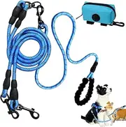 Double Lead for 2 Dogs, 2-in-1 Dog Leads, Stretchy and Tangle-Free, Lead for 2 Dogs, Reflective, Dog Lead for 2 Doubles for Small to Medium with Storage Bag