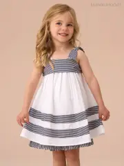 Angel & Rocket White Avery Stripe Panel Dress With Bloomer Set (AN7680) | $65 - $69