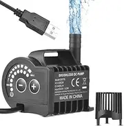 Submersible 5V Water Pump 8 Levels Adjustable 0-400L/H Small Fountain Pump with 0-9.8ft Lift, 6.5ft USB Charging and Suction Cup Base, Portable Mini Pump for Fish Tank, Pond, Aquarium, Pet Drinking