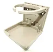 TAN BEIGE MERCEDES BENZ FACTORY LOOK FOLDING DRINK BEVERAGE CUP HOLDER CUPHOLDER