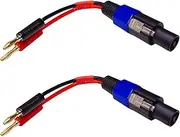 KOOKFJLLZ Banana Plug to Male Speakon Speaker Adapter Cable 12AWG Professional Speaker Wire - 2 Pack
