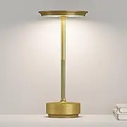 ZTFLOS Cordless LED Table Lamp,Portable Rechargeable USB-C Battery Operated Table Lights IP54 Waterproof 3 Levels Brightness Light,Cordless Light for Terrace, Western Restaurant, Cafe(Gold)