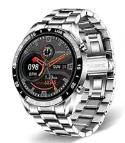 [Generic] Luxury Full Circle Touch Screen Men Smart Watch Bluetooth Call Steel Band Waterproof Sports Fitness Watch For Android IOS steel strip silver Bluetooth call