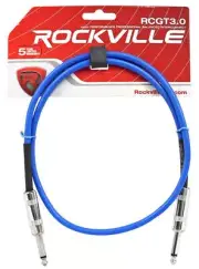 Rockville RCGT3BL 3' 1/4'' TS to 1/4'' TS Guitar/Unbalanced Signal Cable-Blue