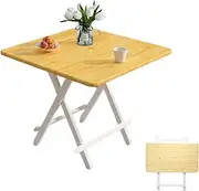 [Uandhome] Portable Foldable Dining Table,Kitchen Table Square Folding Multipurpose Card Table Space Saving Drop Leaf Dinner Table Motorhome Table(Wood)