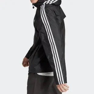 【adidas 愛迪達】Adida M 3S WB 男款 黑色 立領 基本款 防潑水 連帽 風衣 運動 外套 IB0381