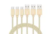 3 Pack 1m Data Transfer Charger Charging Micro USB Cable Cord for Android Phone Device Tablet Bulk Braided Gold Nylon