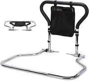 Compact Bed Rail with Organizer Pouch, Safety Assist Grab Bar with Non Slip Handle, Height Adjustable Bedside Hand Guard for Elderly