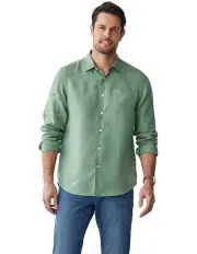 [Gazman] Plain Linen Long Sleeve Shirt in Sage