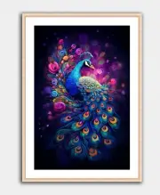 Rainbow Colorful Peacock Bird Art Print Wall Art Home Decor Poster Gift Feathers