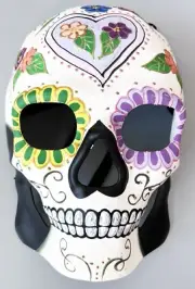 Day of the Dead Mask Dia de los Muertos Purple Heart Papier Mache' Sugar Skull