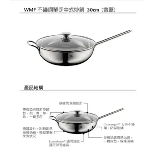 【德國WMF】不鏽鋼單手中式炒鍋30CM(含蓋)+單手鍋14CM 0.9L