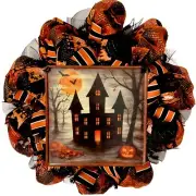 Haunted House Halloween Wreath Handmade Deco Mesh