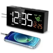 Alarm Clocks for Bedrooms, Digital Alarm Clock with Date Temperature and Black