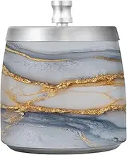 Marble Grey White Stainless Steel Big Ashtrays with Lid for Home Office Bar, Smokeless Decorative Cigar Cigarettes Ashtray Holder for Cigarette Smokers