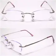 Purple Tinted Lens Rectangle Rimless 1.25 Reading Sun Glasses - MODEL2072