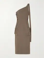 [Jacquemus] Jacquemus - One-shoulder Twill Midi Dress - Light brown - FR 32 FR 32 Brown