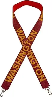 [Lashicorn] Washington Dark Red Beaded Purse Strap Yellow Letters 49” Length Pro Football Stadium Approved Clear Bag Commander Gold Hardware Sports Division East, Red, Yellow