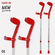 Rebotec Safe In Soft Forearm Canadian Crutches (Pair), Colour: Red