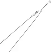 [JewelryWeb] 14k White Gold 0.8mm Adjustable Sparkle Cut Square Whaet Chain Necklace 51 Centimeters Chain-Necklace for Women and Men