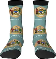 [EdWal] Soft Flag of Delaware print Moisture Wicking Socks Sports Socks for Men and Women Warm thermal Boot Hiking Socks