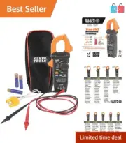Digital AC/DC Clamp Meter 400 Amp Auto-Ranging TRMS Tester Hi-Viz LCD Display