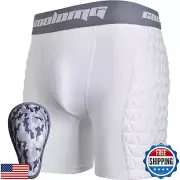 COOLOMG Men Adult Baseball Sliding Shorts with Foam Athletic Cup Padded Compr