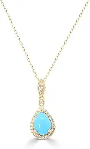 [Gin & Grace] Women's 14K Yellow Gold Sleeping Beauty Turquoise Pendant With Diamonds (I1) / Pendant (TW1051P-TU)