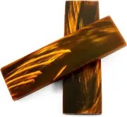 2 Cattle Horn Amber Brown Streaks Knife Scales 5x1.5x3/8 Gun Grips Razor Handles