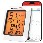 TP350 Humidity Meter with Large Backlit LCD Display, Bluetooth Thermometer with
