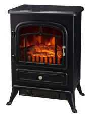 [Lenoxx] Electric Fireplace Heater with Real Flame in Black