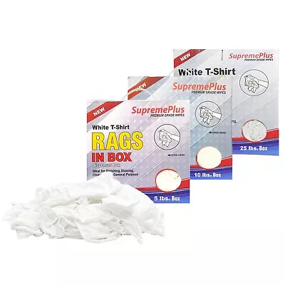 Knit T-Shirt Premium Rags, White Cleaning Wipes Compressed Boxes, Multipurpose
